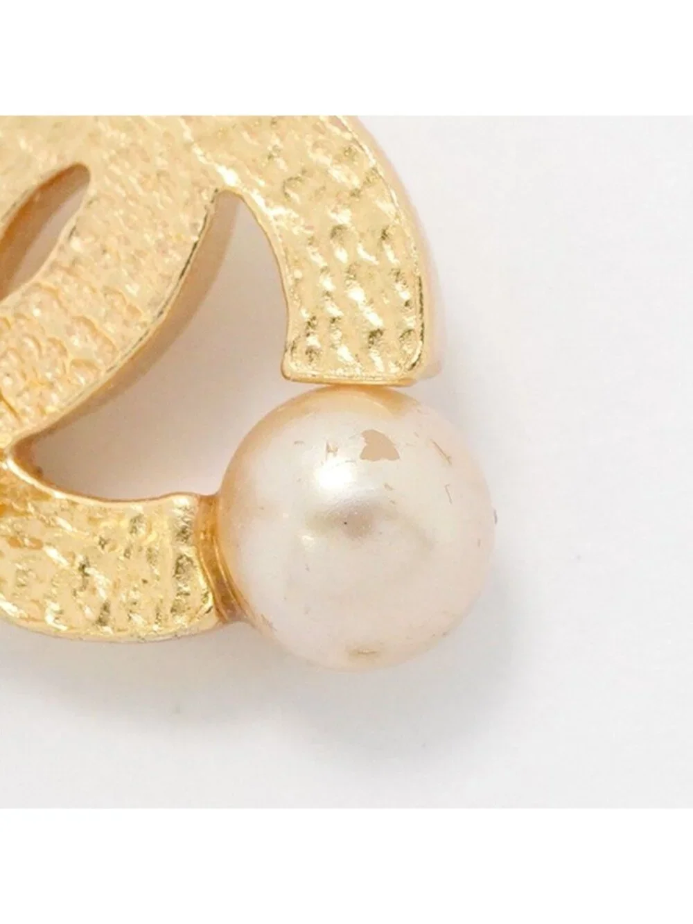 Chanel Earrings CC Logo Gold Plated Faux Pearl